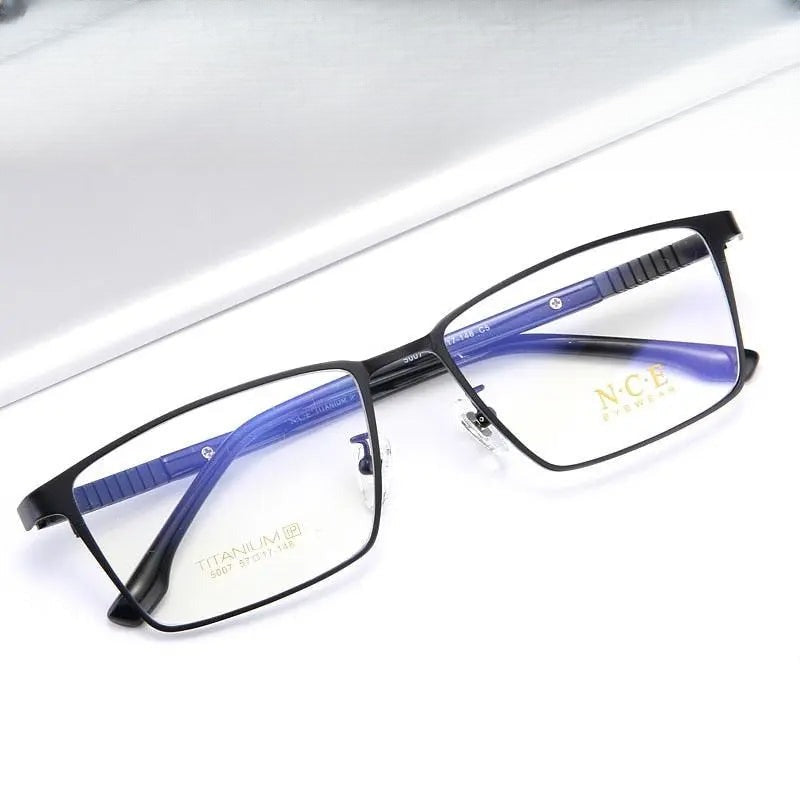 Men's Square Full Rim Titanium Prescription Glasses 5007 — view 1 | Rx Spectacle