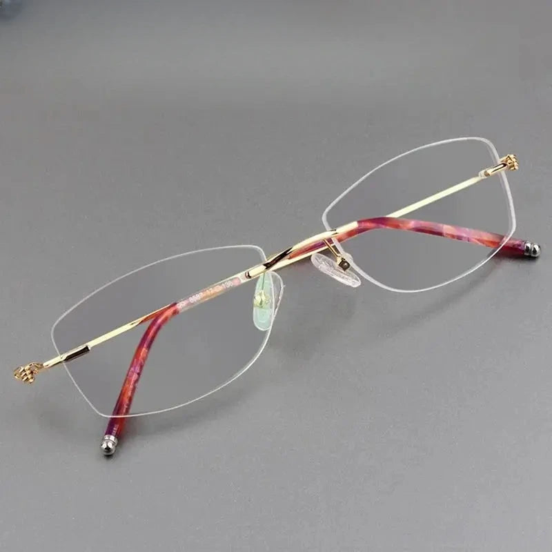 Women's Square Rimless Titanium Prescription Glasses 68587 — view 1 | Rx Spectacle