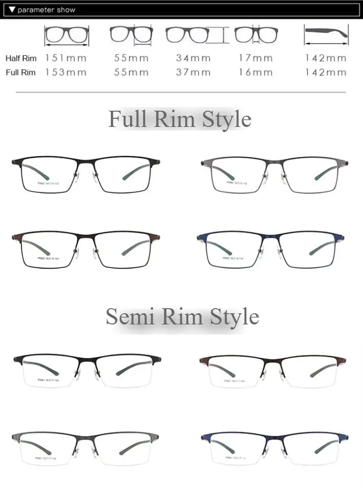 Men's Full Rim Alloy Prescription Glasses P9960 — view 28 | Rx Spectacle