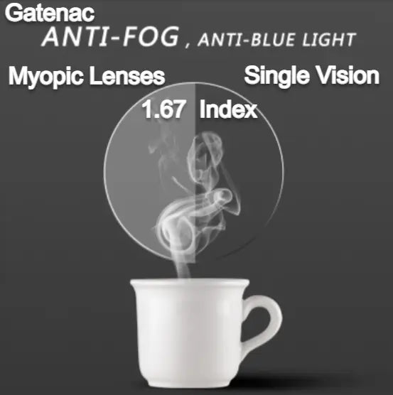 Single Vision Anti Fog Anti Blue Myopic Clear Lenses — view 2 | Rx Spectacle