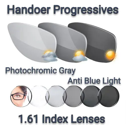Multi Focus Progressive Photochromic Gray Anti Blue Light Lenses — view 2 | Rx Spectacle