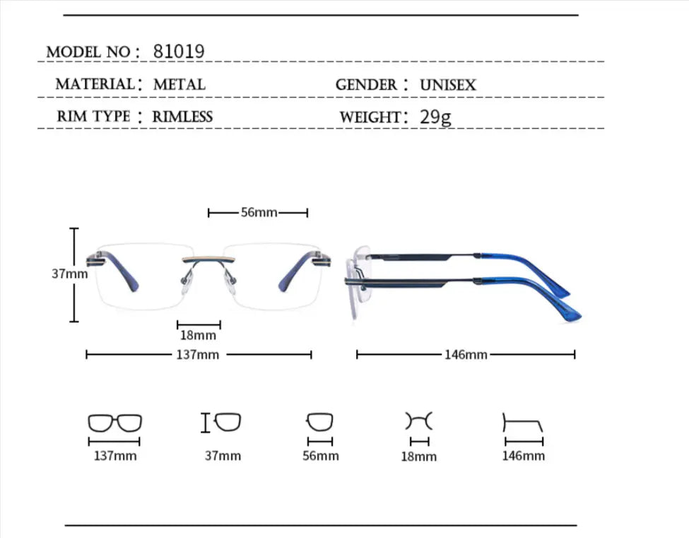 Men's Round Rimless Titanium Prescription Glasses — view 8 | Rx Spectacle