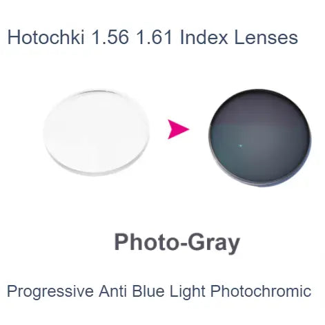 Progressive Anti Blue Light Photochromic Gray Lenses — view 2 | Rx Spectacle