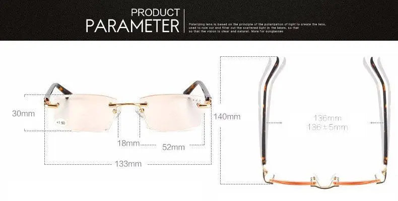 Women's Square Rimless Alloy Reading Glasses 5822 — view 3 | Rx Spectacle