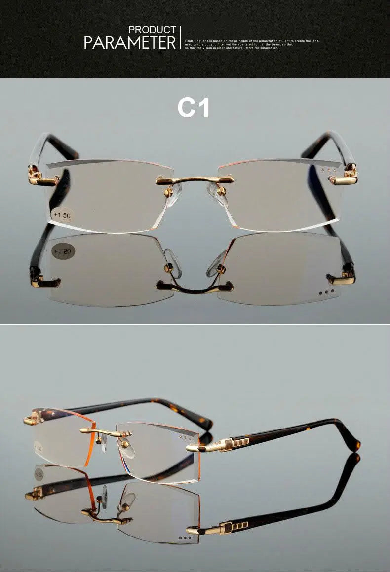 Women's Square Rimless Alloy Reading Glasses 5822 — view 14 | Rx Spectacle