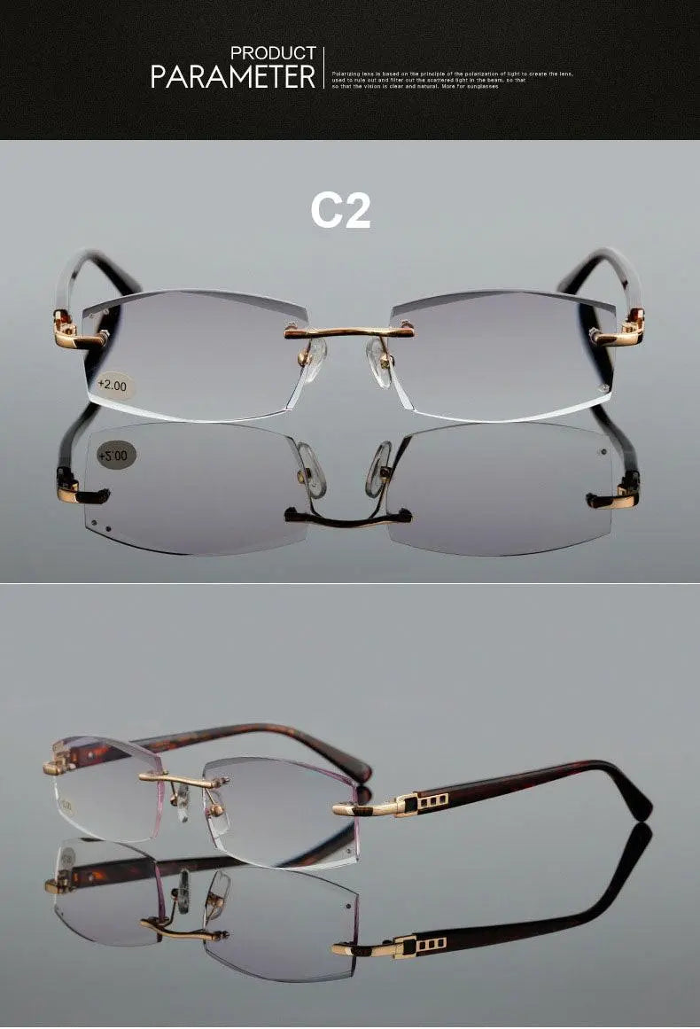 Women's Square Rimless Alloy Reading Glasses 5822 — view 17 | Rx Spectacle