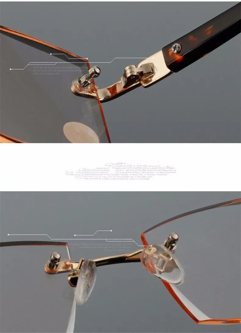Women's Square Rimless Alloy Reading Glasses 5822 — view 9 | Rx Spectacle