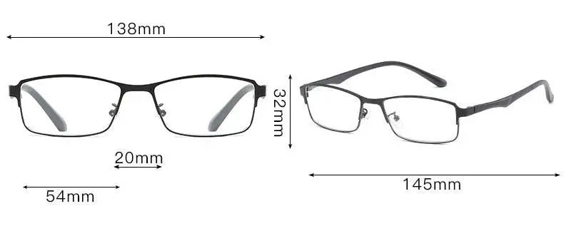 Unisex Square Full Rim Stainless Steel Reading Glasses T076 — view 6 | Rx Spectacle