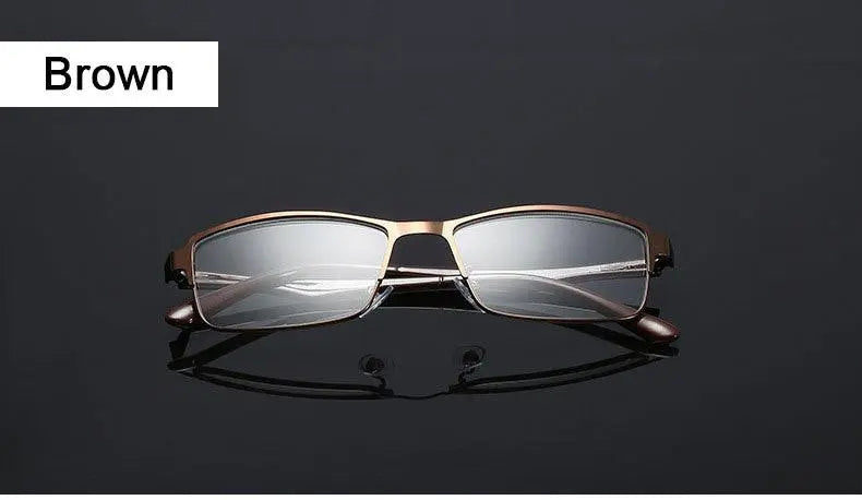 Unisex Square Full Rim Stainless Steel Reading Glasses T076 — view 8 | Rx Spectacle
