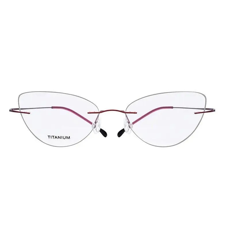 Women's Cat Eye Rimless Titanium Prescription Glasses 20003 — view 7 | Rx Spectacle
