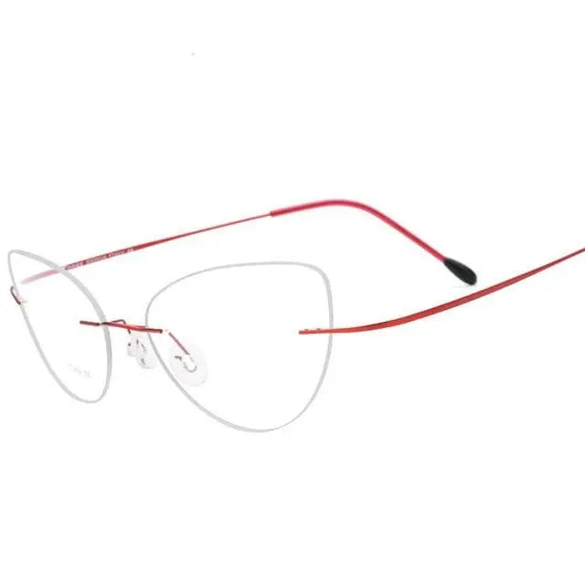 Women's Cat Eye Rimless Titanium Prescription Glasses 20003 — view 13 | Rx Spectacle