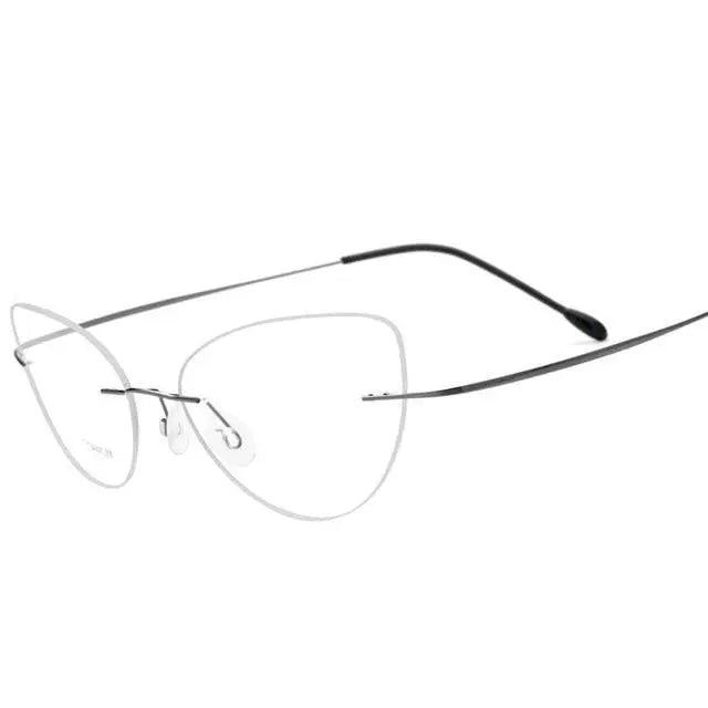 Women's Cat Eye Rimless Titanium Prescription Glasses 20003 — view 5 | Rx Spectacle