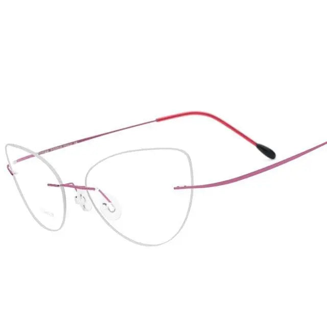 Women's Cat Eye Rimless Titanium Prescription Glasses 20003 — view 2 | Rx Spectacle
