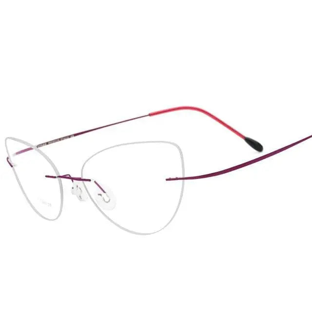Women's Cat Eye Rimless Titanium Prescription Glasses 20003 — view 6 | Rx Spectacle