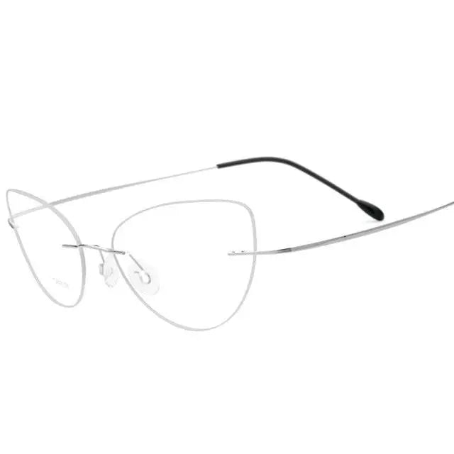 Women's Cat Eye Rimless Titanium Prescription Glasses 20003 — view 4 | Rx Spectacle