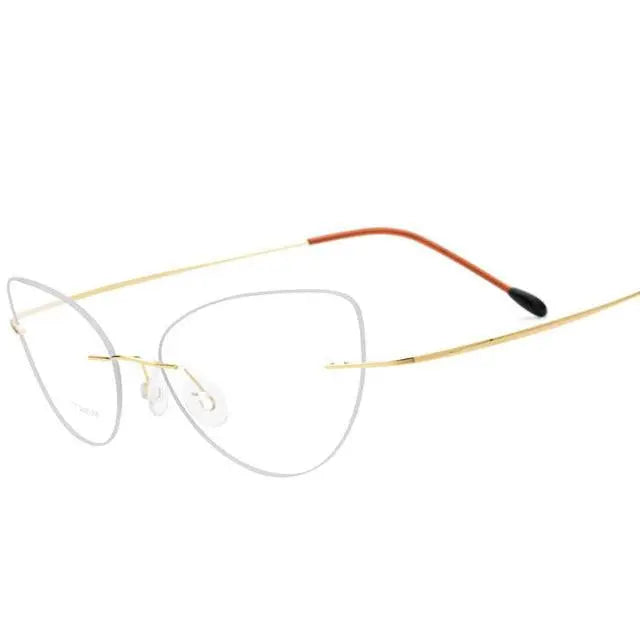 Women's Cat Eye Rimless Titanium Prescription Glasses 20003 — view 3 | Rx Spectacle