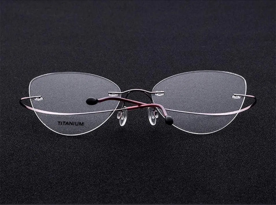 Women's Cat Eye Rimless Titanium Prescription Glasses 20003 — view 10 | Rx Spectacle