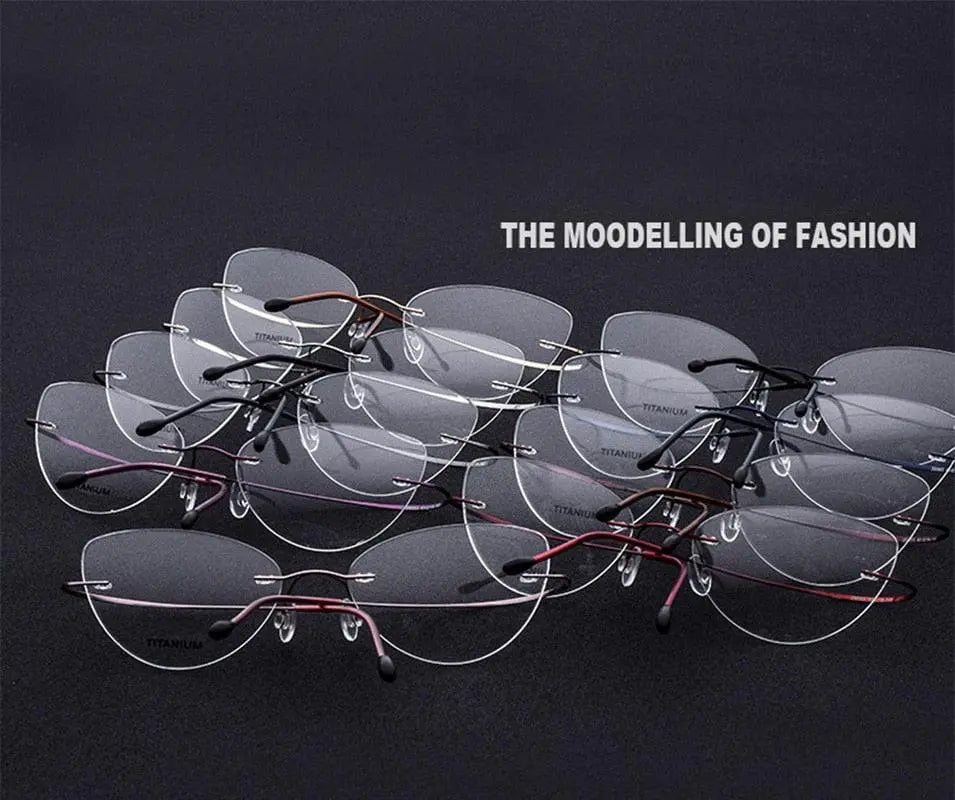 Women's Cat Eye Rimless Titanium Prescription Glasses 20003 — view 16 | Rx Spectacle