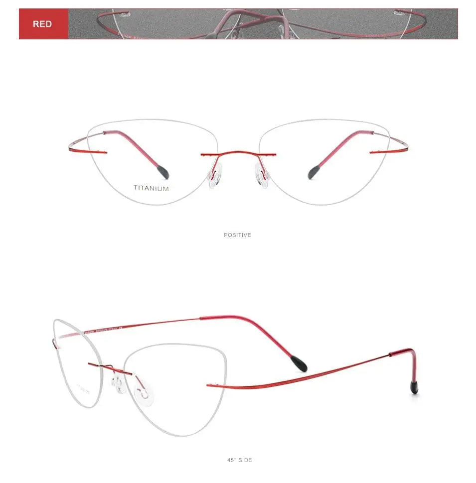 Women's Cat Eye Rimless Titanium Prescription Glasses 20003 — view 14 | Rx Spectacle