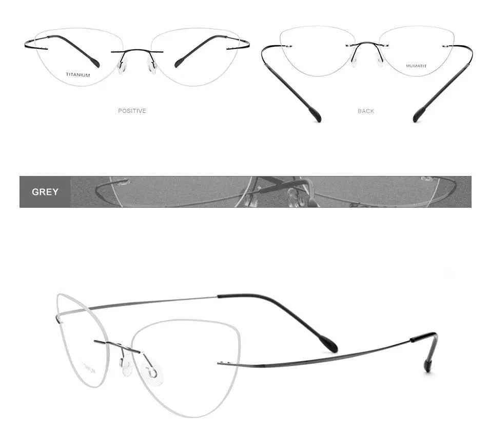 Women's Cat Eye Rimless Titanium Prescription Glasses 20003 — view 19 | Rx Spectacle