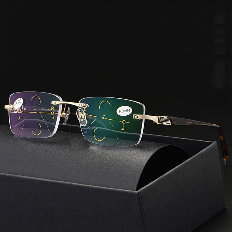 Men's Square Rimless Titanium Reading Glasses 3255 — view 4 | Rx Spectacle