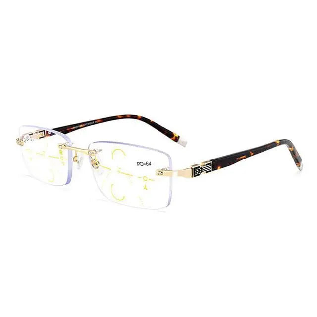 Men's Square Rimless Titanium Reading Glasses 3255 — view 11 | Rx Spectacle
