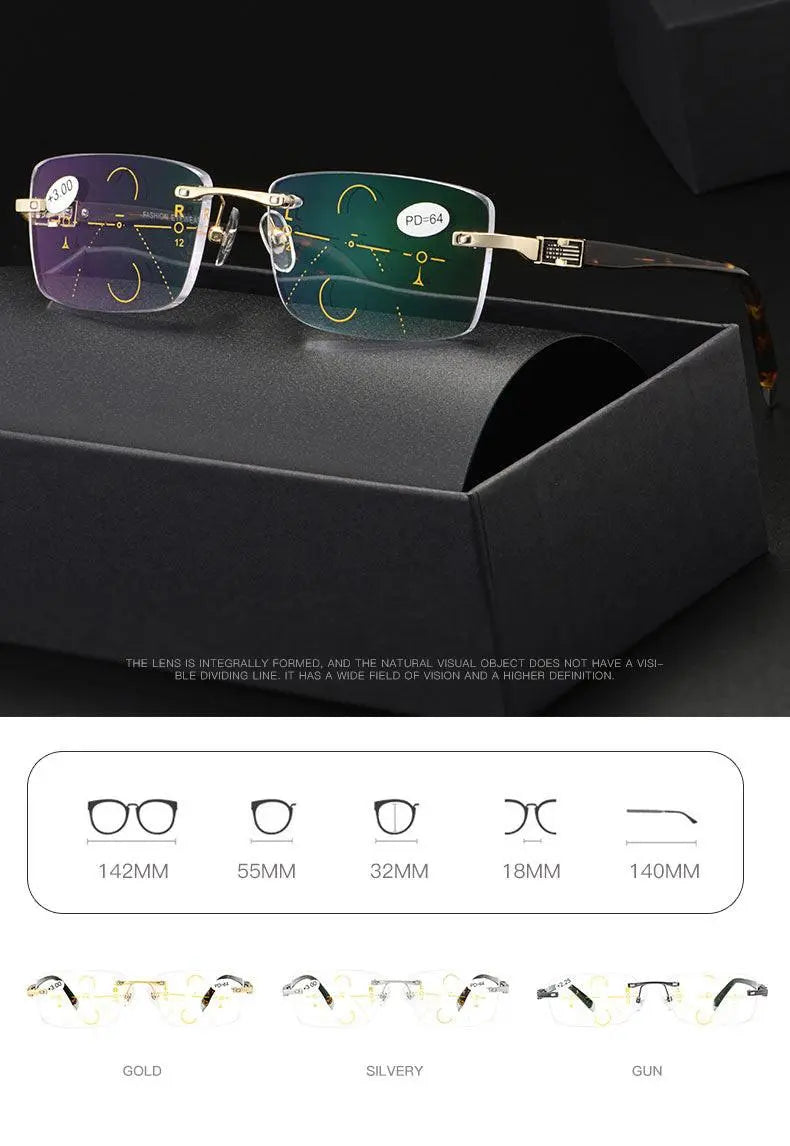 Men's Square Rimless Titanium Reading Glasses 3255 — view 7 | Rx Spectacle