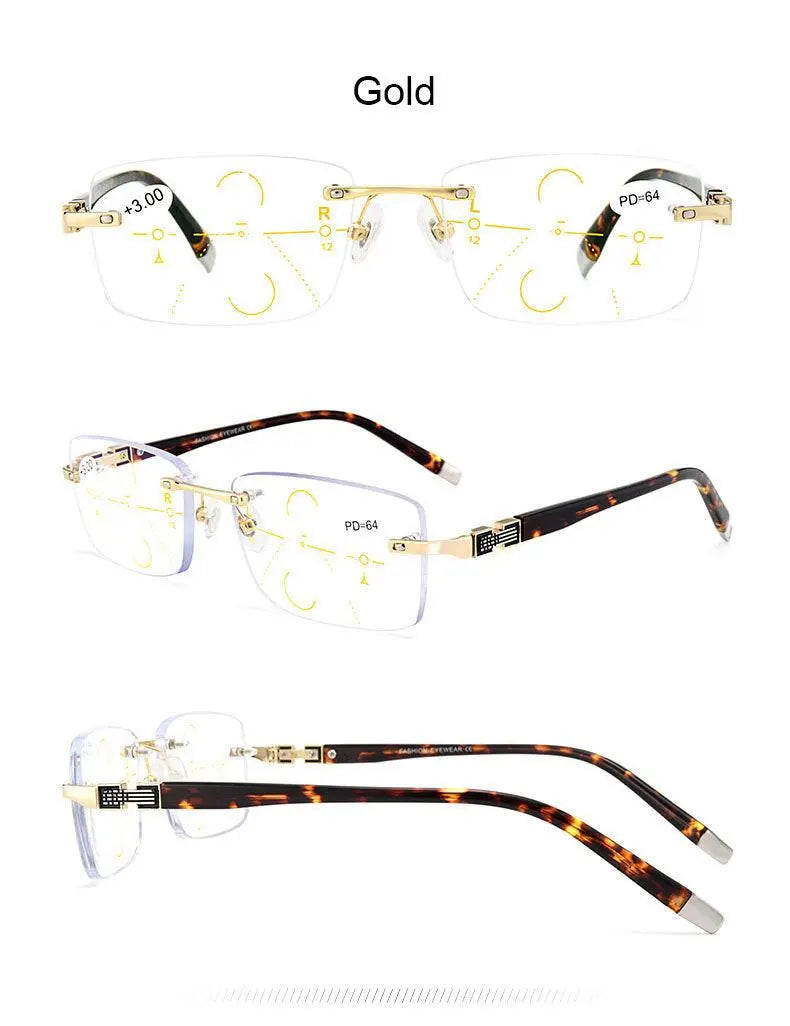 Men's Square Rimless Titanium Reading Glasses 3255 — view 5 | Rx Spectacle