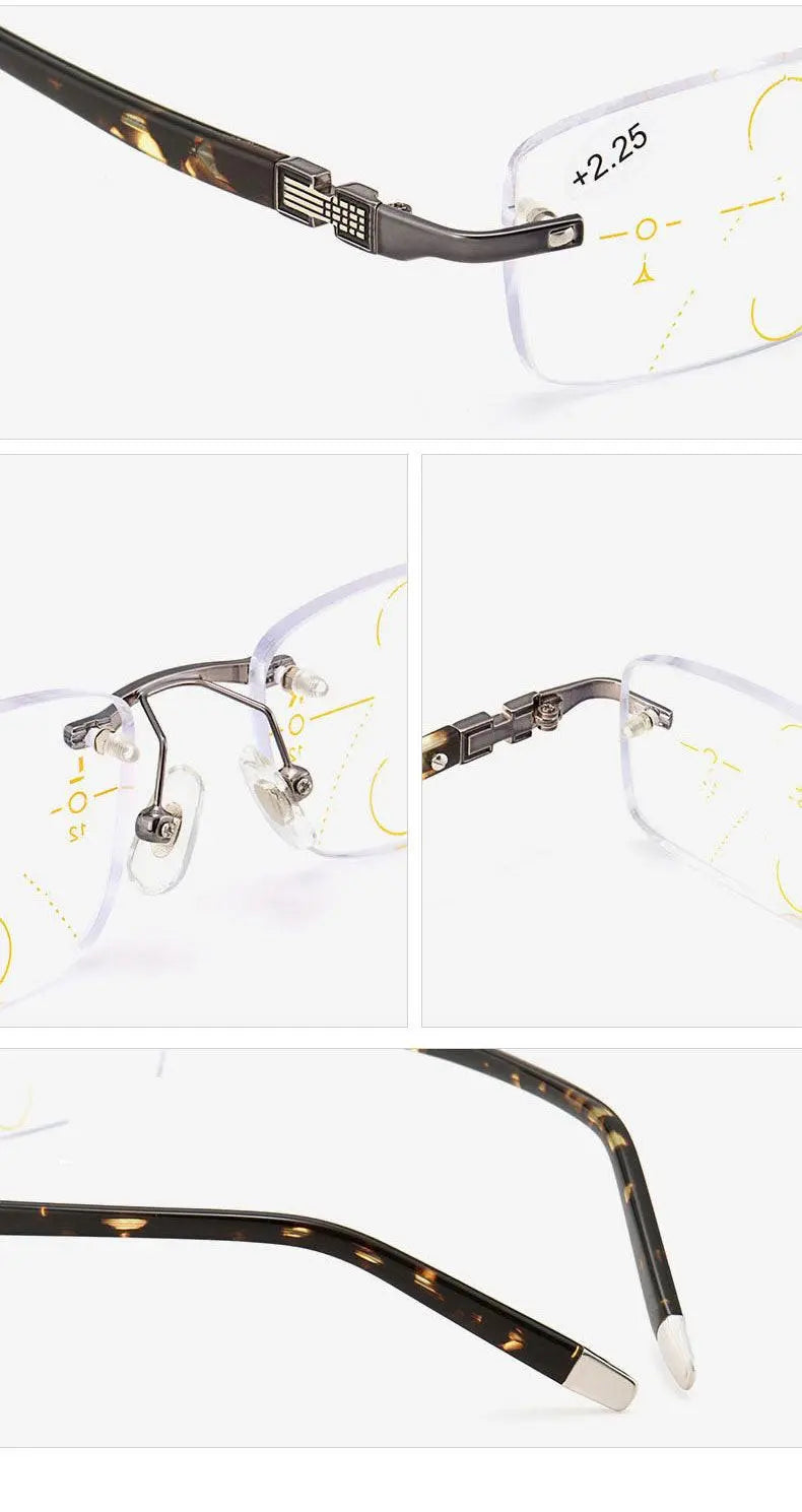 Men's Square Rimless Titanium Reading Glasses 3255 — view 8 | Rx Spectacle
