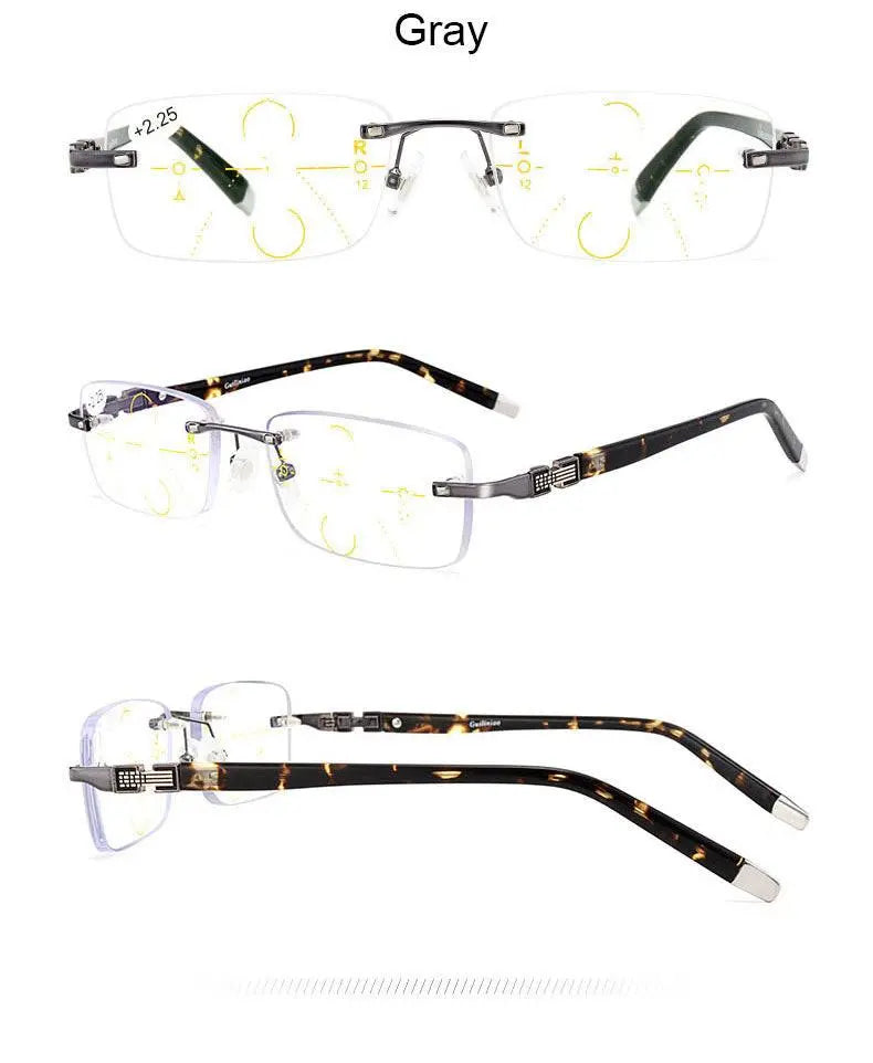 Men's Square Rimless Titanium Reading Glasses 3255 — view 10 | Rx Spectacle