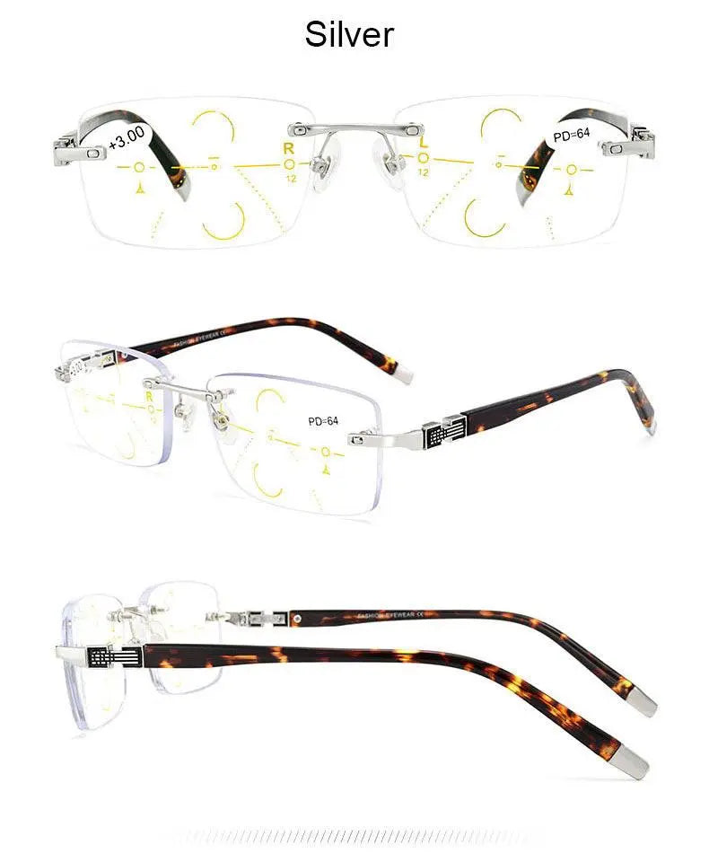 Men's Square Rimless Titanium Reading Glasses 3255 — view 13 | Rx Spectacle