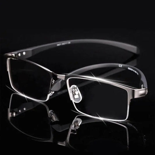 Men's Square Semi-Rimless Titanium Prescription Glasses — view 1 | Rx Spectacle