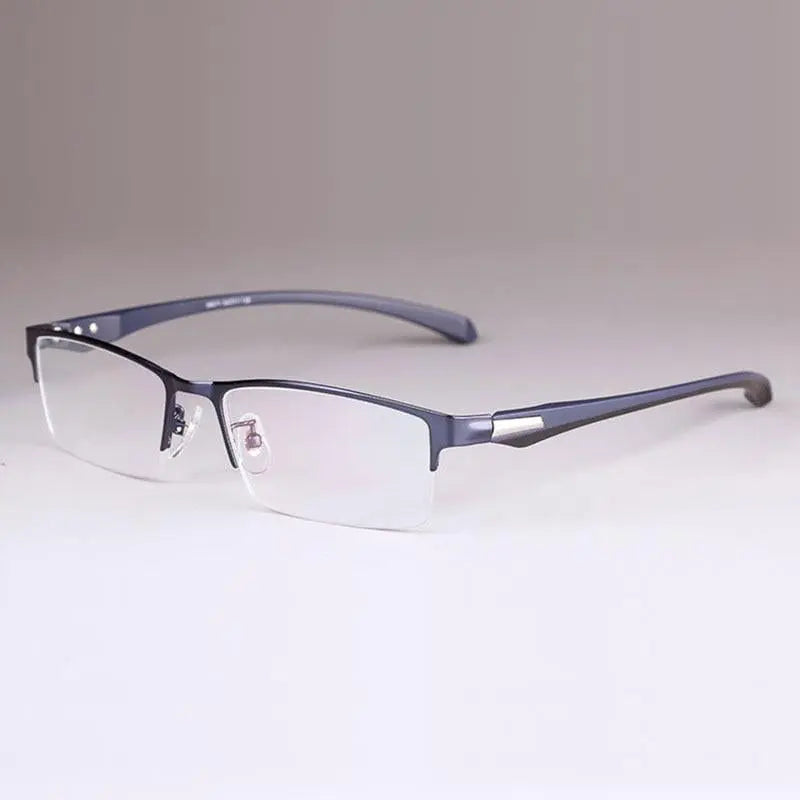 Men's Square Semi-Rimless Titanium Prescription Glasses — view 18 | Rx Spectacle
