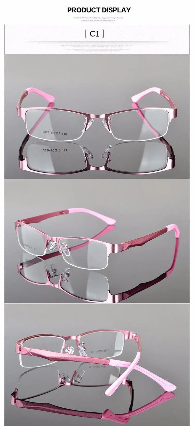 Women's Semi-Rimless Alloy Prescription Glasses 2329 — view 14 | Rx Spectacle