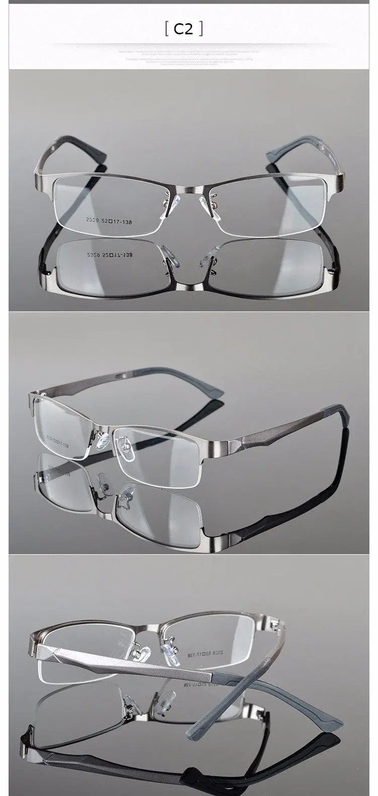 Women's Semi-Rimless Alloy Prescription Glasses 2329 — view 4 | Rx Spectacle
