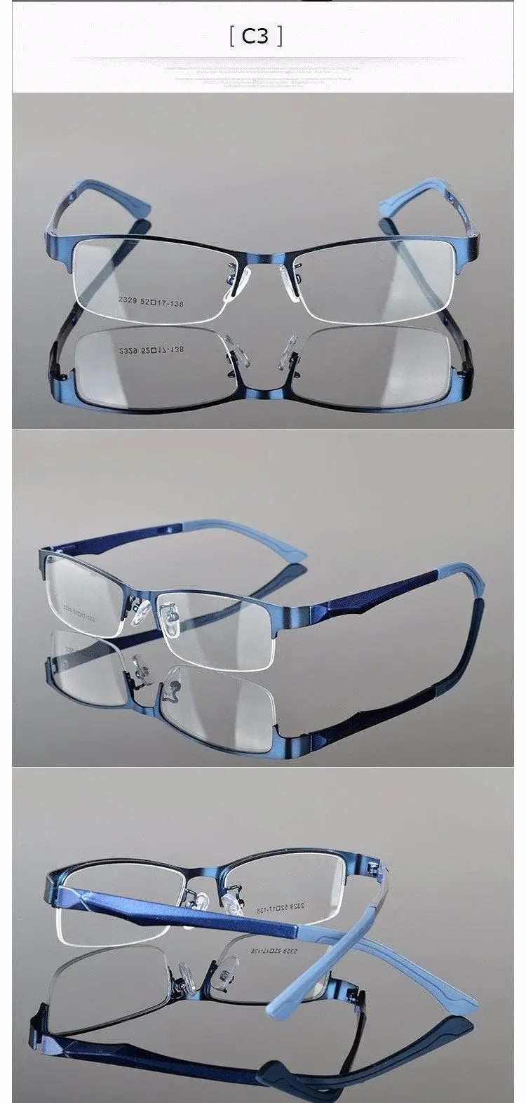 Women's Semi-Rimless Alloy Prescription Glasses 2329 — view 11 | Rx Spectacle