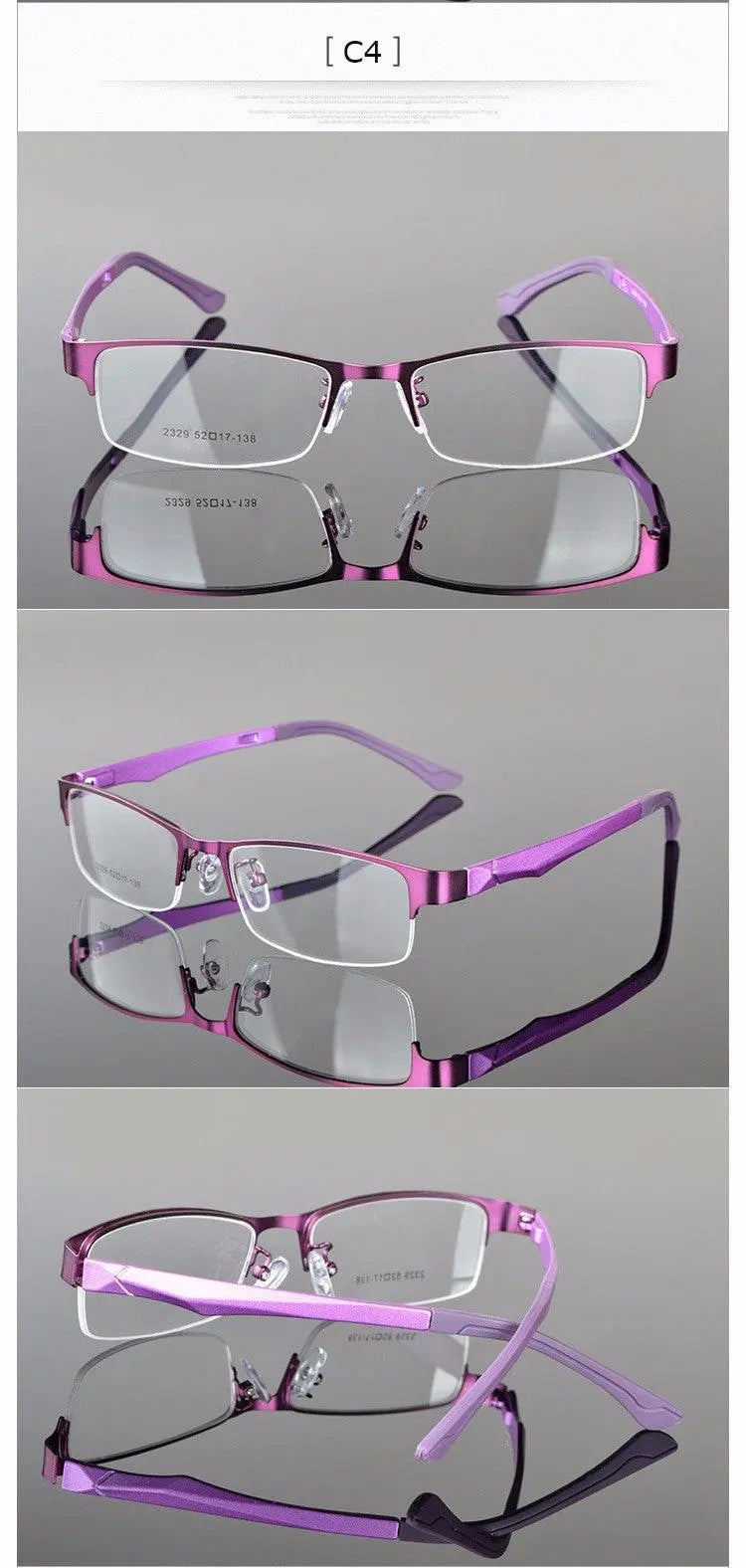 Women's Semi-Rimless Alloy Prescription Glasses 2329 — view 8 | Rx Spectacle