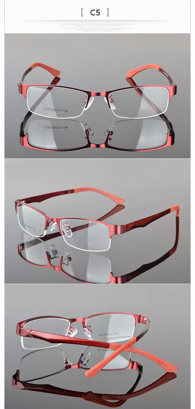 Women's Semi-Rimless Alloy Prescription Glasses 2329 — view 2 | Rx Spectacle
