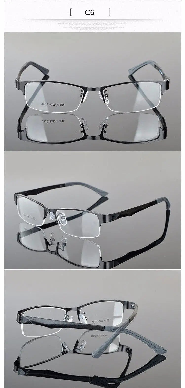 Women's Semi-Rimless Alloy Prescription Glasses 2329 — view 12 | Rx Spectacle