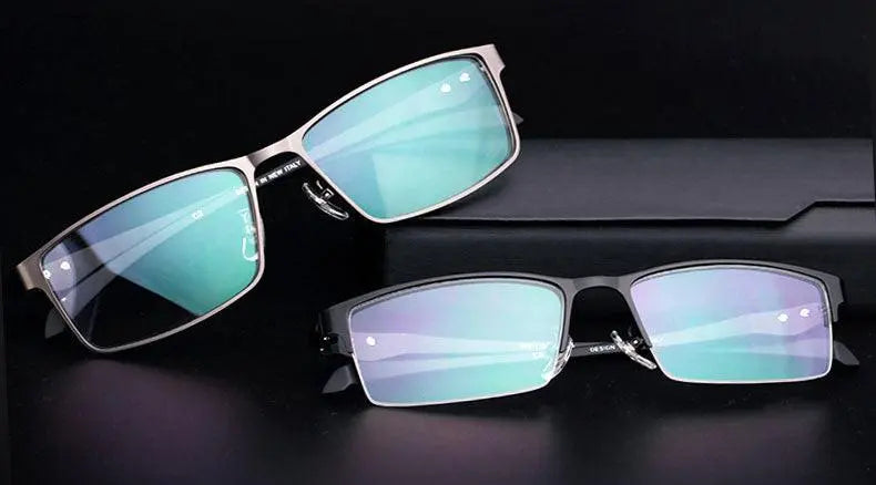 Men's Square Semi-Rimless Titanium Prescription Glasses — view 27 | Rx Spectacle