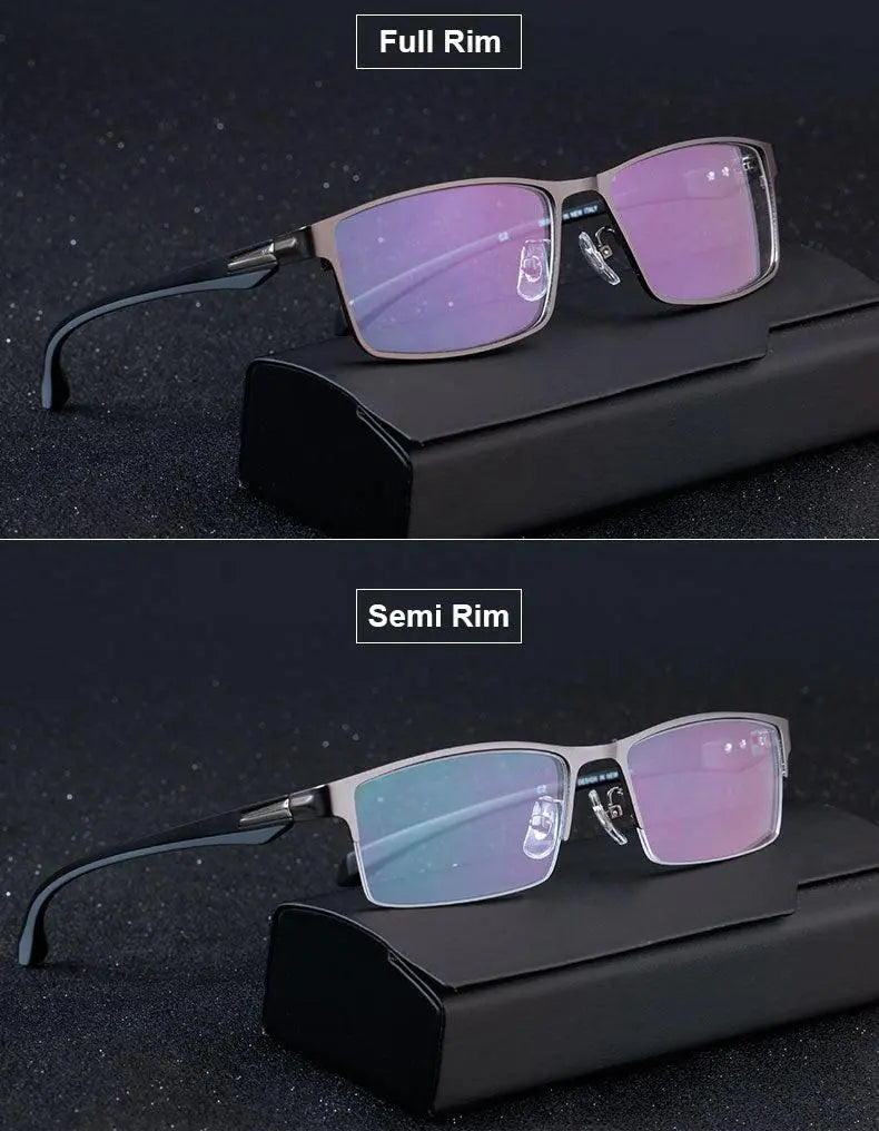 Men's Square Semi-Rimless Titanium Prescription Glasses — view 25 | Rx Spectacle