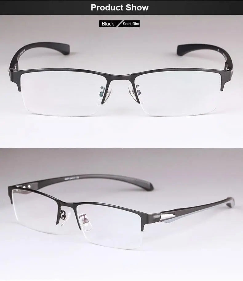 Men's Square Semi-Rimless Titanium Prescription Glasses — view 10 | Rx Spectacle