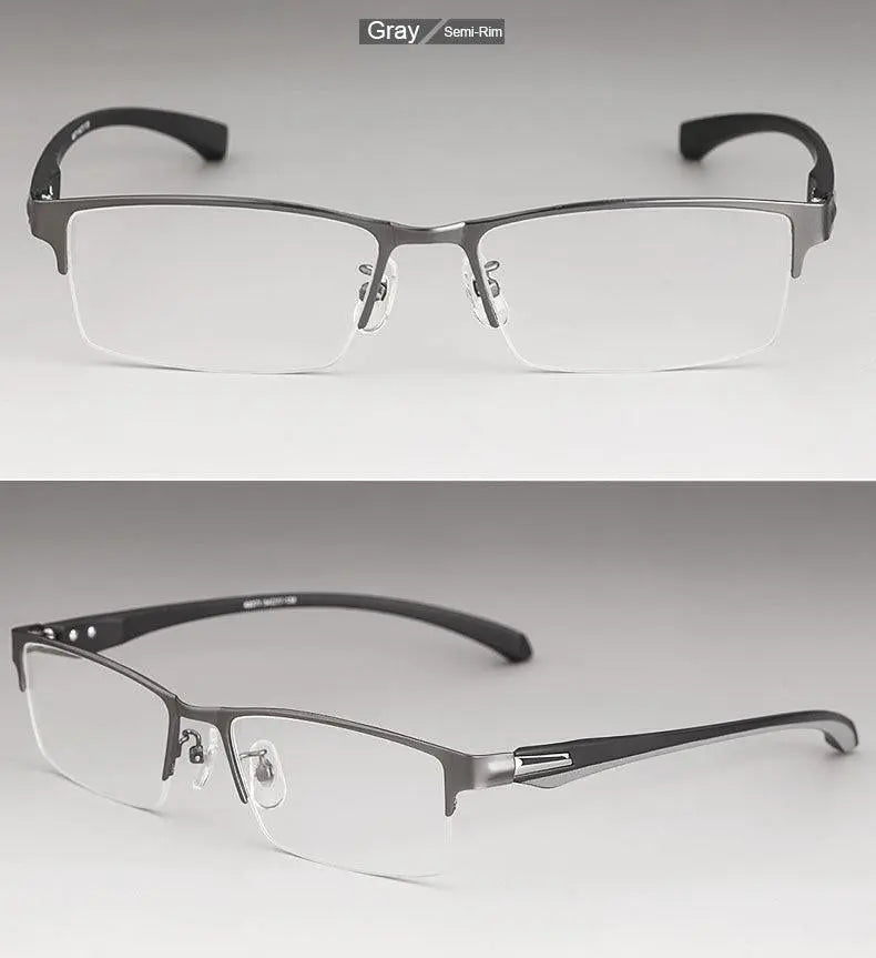 Men's Square Semi-Rimless Titanium Prescription Glasses — view 7 | Rx Spectacle