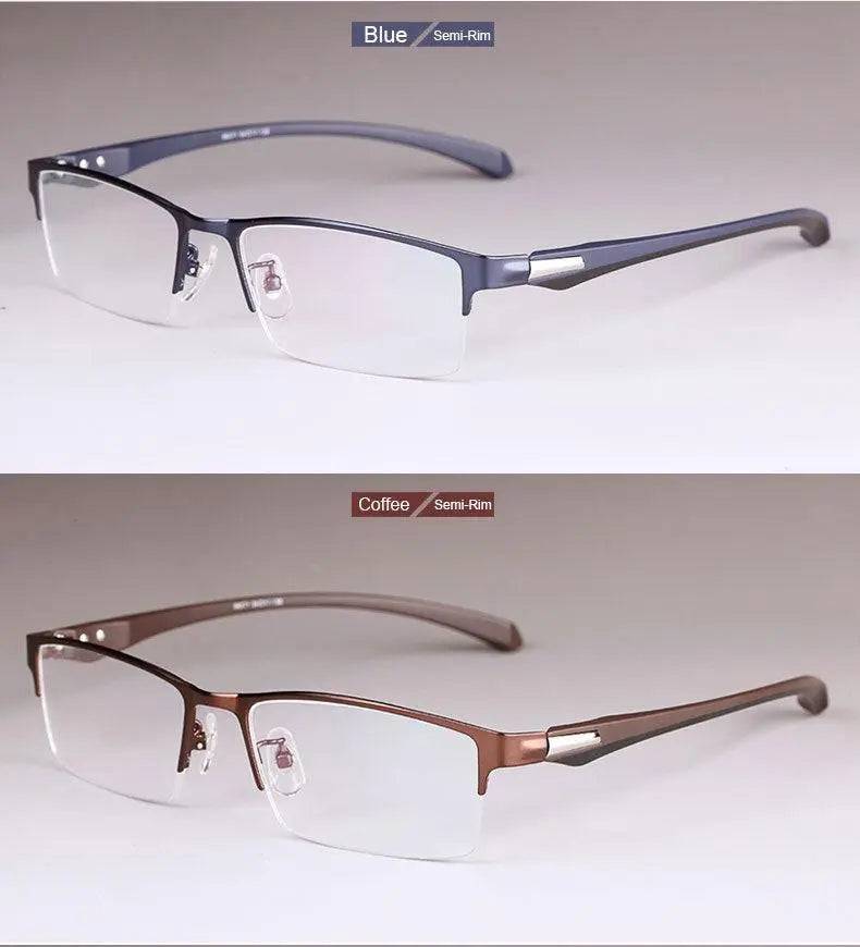 Men's Square Semi-Rimless Titanium Prescription Glasses — view 3 | Rx Spectacle