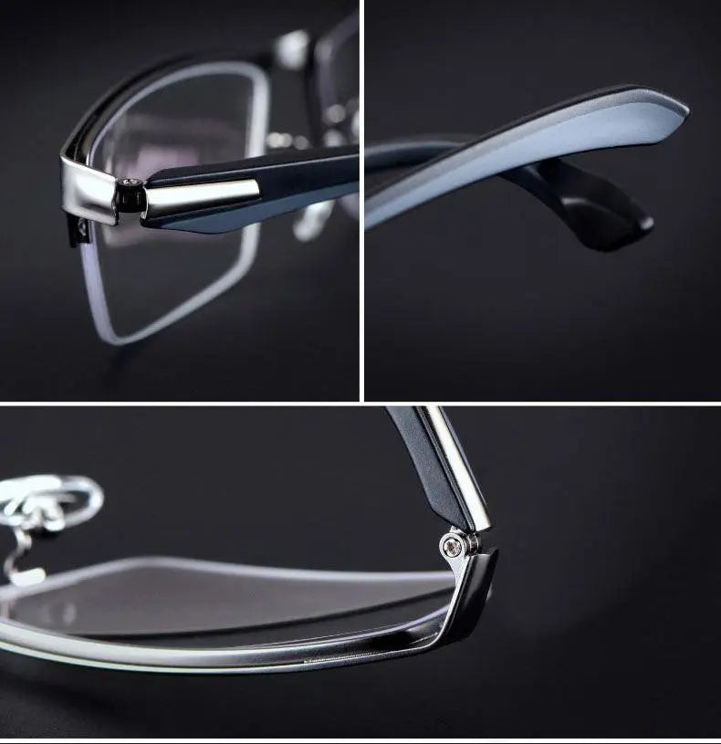 Men's Square Semi-Rimless Titanium Prescription Glasses — view 28 | Rx Spectacle