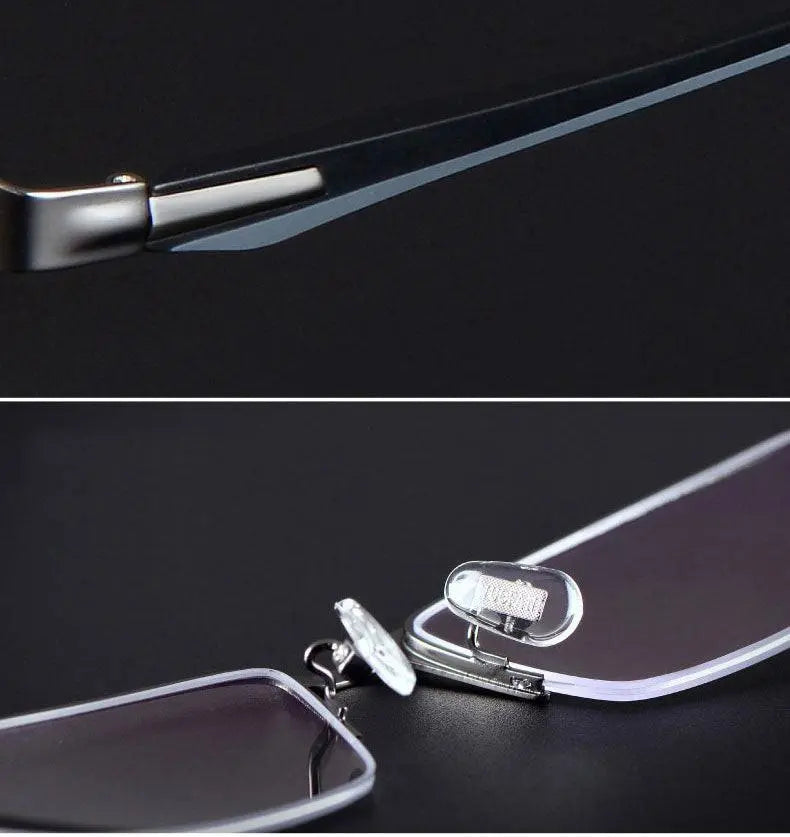 Men's Square Semi-Rimless Titanium Prescription Glasses — view 19 | Rx Spectacle