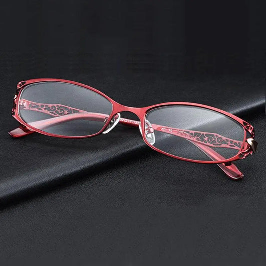 Women's Rectangular Full Rim Alloy Reading Glasses 9003 — view 1 | Rx Spectacle