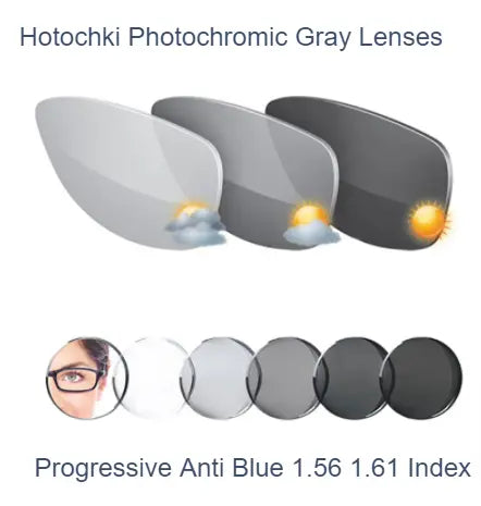 Progressive Anti Blue Light Photochromic Gray Lenses — view 3 | Rx Spectacle